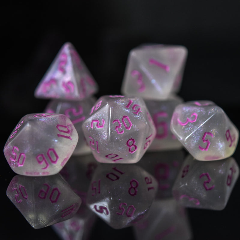 Load image into Gallery viewer, Unicorn Tears (Pink) Acrylic Dice Set
