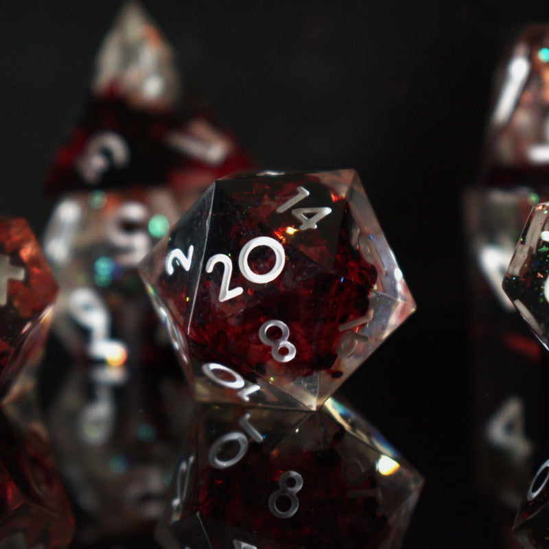 Load image into Gallery viewer, Vampiric Touch Sharp-Edged Resin Dice Set
