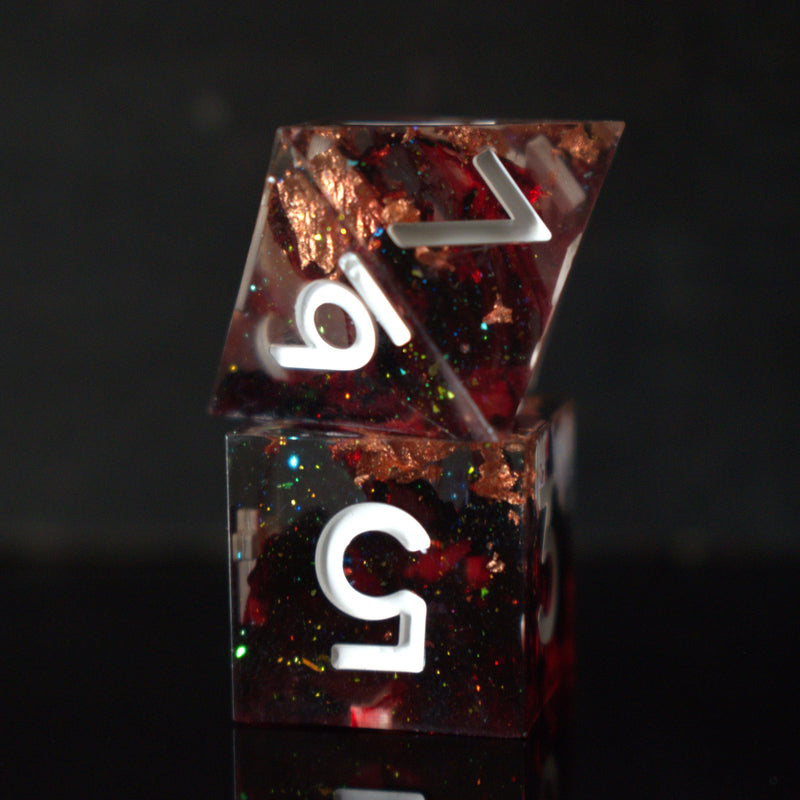 Load image into Gallery viewer, Vampiric Touch Sharp-Edged Resin Dice Set
