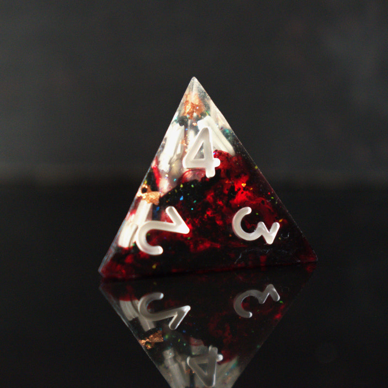 Load image into Gallery viewer, Vampiric Touch Sharp-Edged Resin Dice Set
