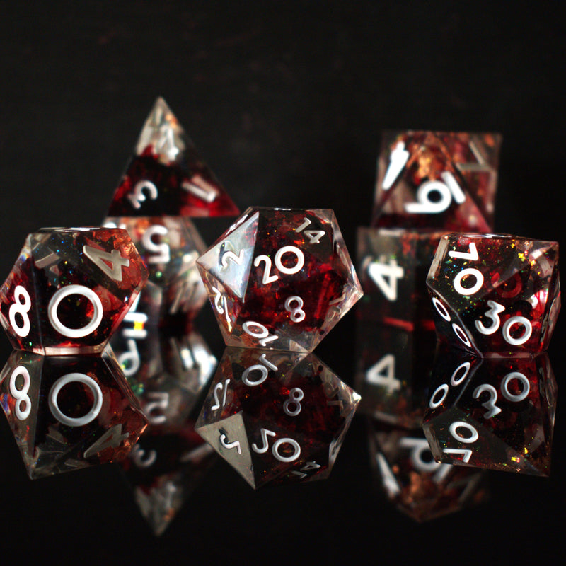 Load image into Gallery viewer, Vampiric Touch Sharp-Edged Resin Dice Set
