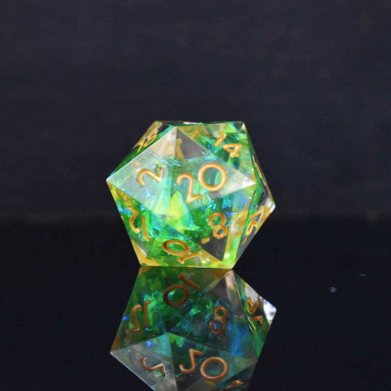 Load image into Gallery viewer, Acid Arrow Sharp-Edged Resin Dice Set
