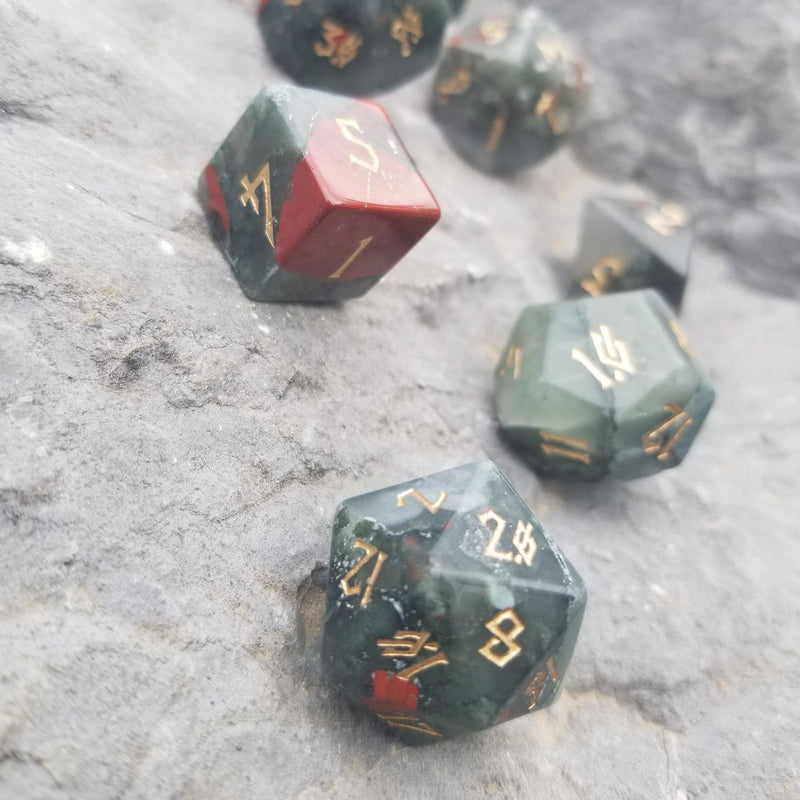 Load image into Gallery viewer, African Bloodstone Stone Dice Set
