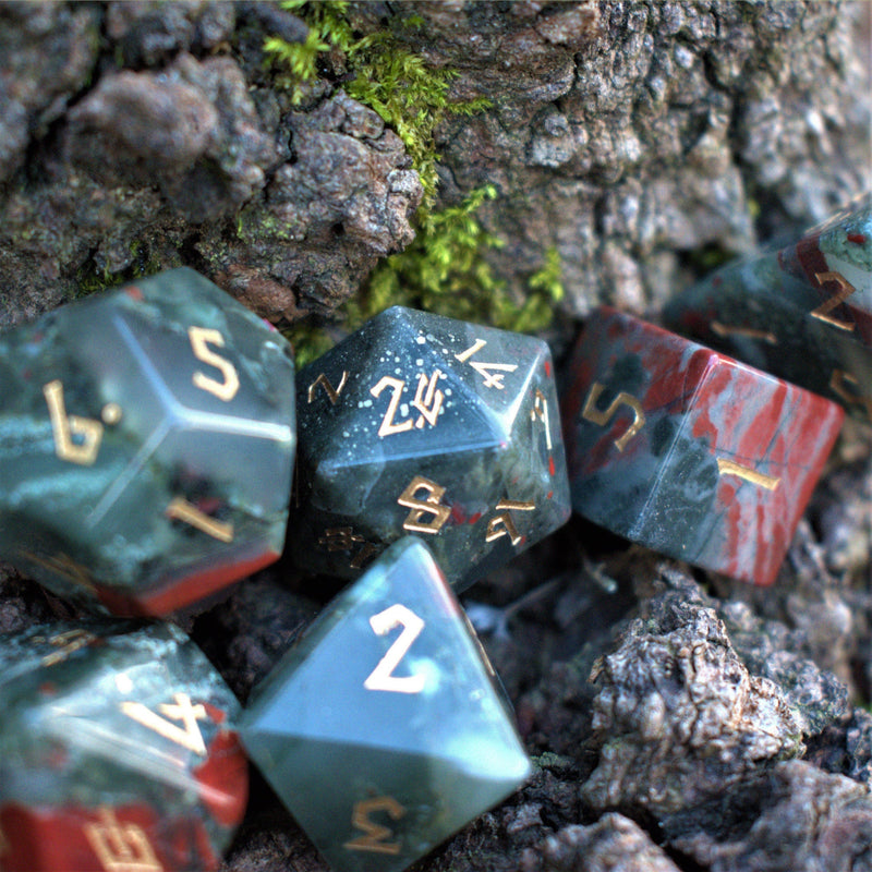 Load image into Gallery viewer, African Bloodstone Stone Dice Set
