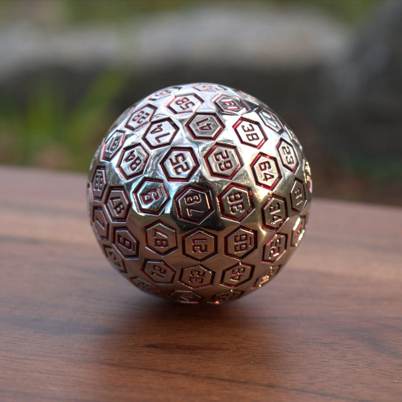 Load image into Gallery viewer, The Orb D100 -  Crimson and Silver Metal Die
