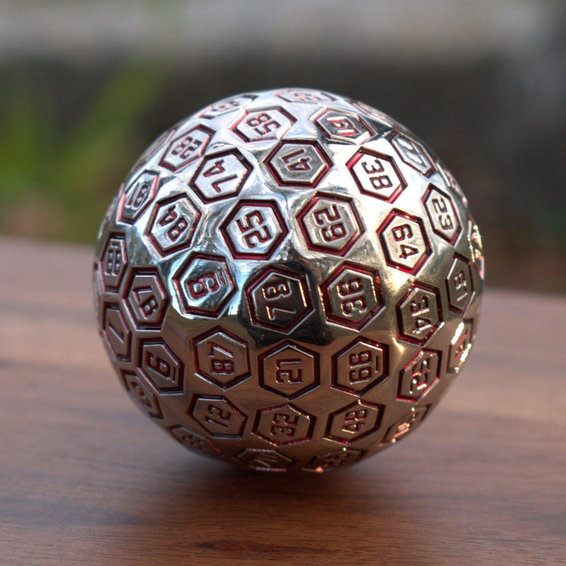 Load image into Gallery viewer, The Orb D100 -  Crimson and Silver Metal Die
