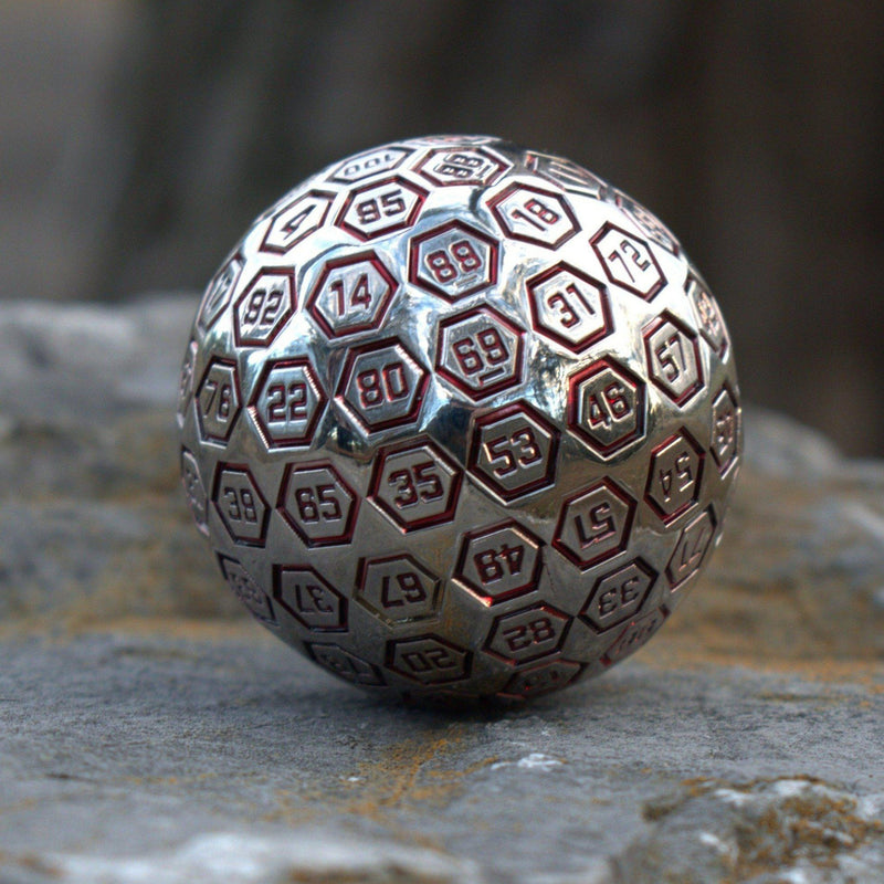 Load image into Gallery viewer, The Orb D100 -  Crimson and Silver Metal Die
