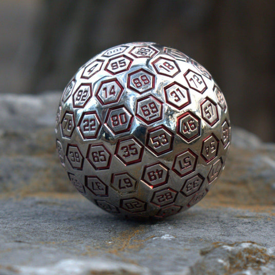 The Orb D100 -  Crimson and Silver Metal Die