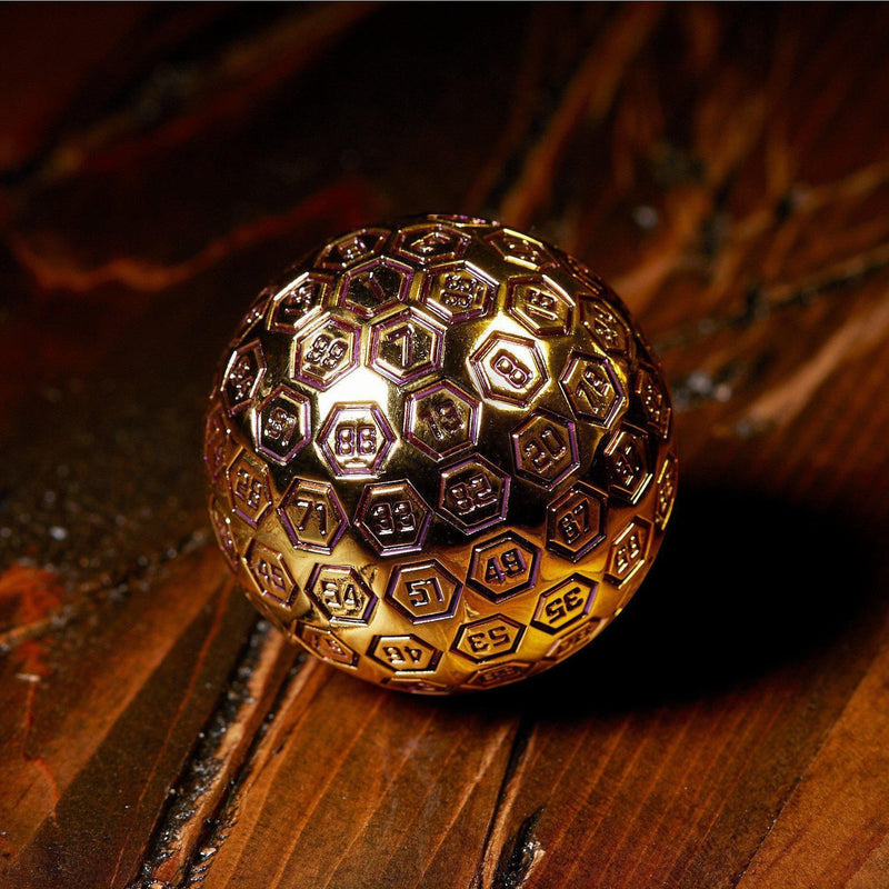 Load image into Gallery viewer, The Orb D100 -  Purple and Gold Metal Die
