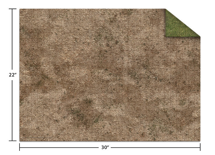 Load image into Gallery viewer, Monster Game Mat: 22x30&quot; Broken Grassland / Desert Scrubland Adventure Grid Mat
