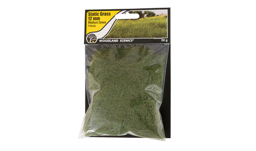 Woodland Scenics Static Grass: Medium Green Bag 12mm